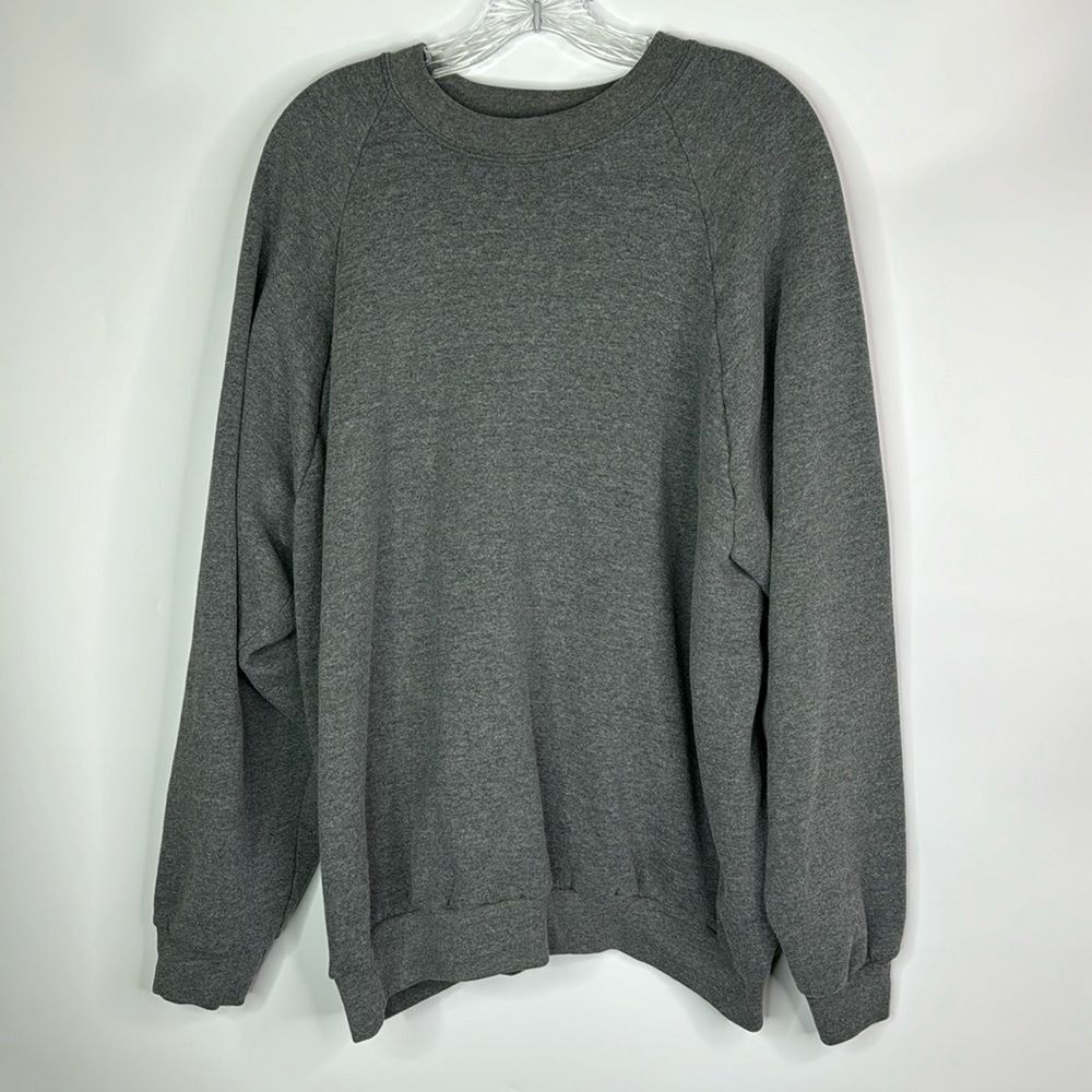 Vintage Fruit Of The Loom Raglan Sleeve Grey Crewneck Sweater 3XL